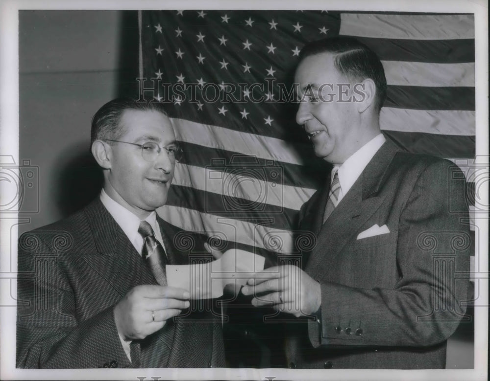 1952 Press Photo NYC, Leon Jolson & Dr Ralph Spence, teachers college Columbia