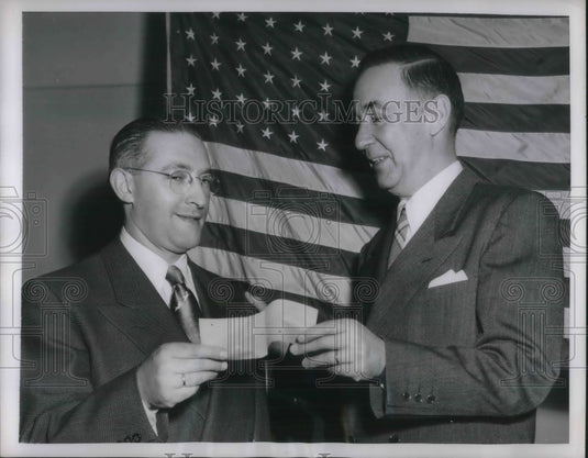 1952 Press Photo NYC, Leon Jolson & Dr Ralph Spence, teachers college Columbia