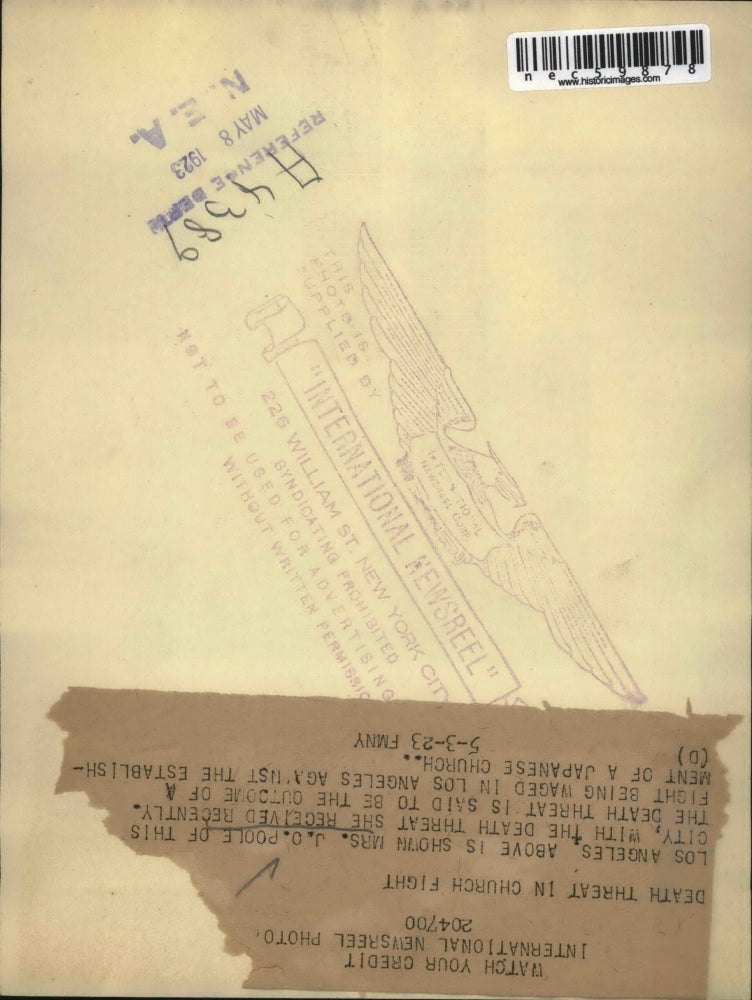 Load image into Gallery viewer, 1923 Press Photo La, Calif. Mrs J.O. Poole received death threats
