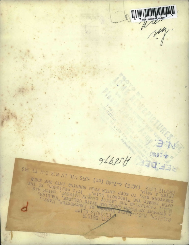 1940 Press Photo Raleigh North Carolina Matty Hannon Manchester Student