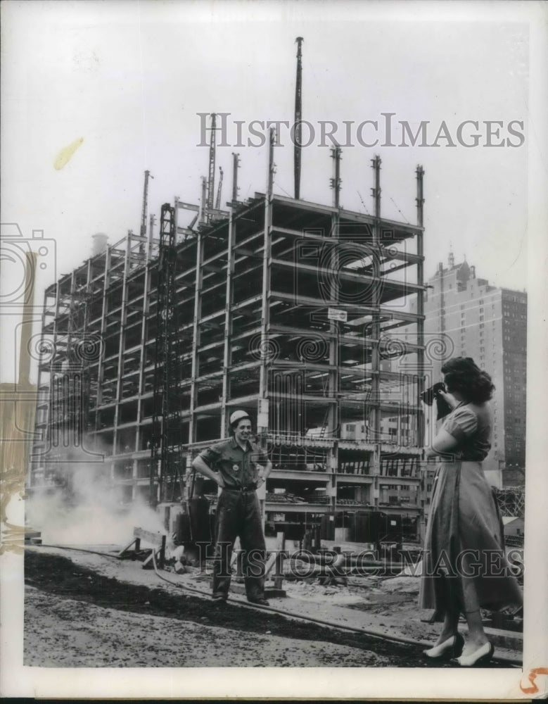 1949 Press Photo The UN building rises in NY
