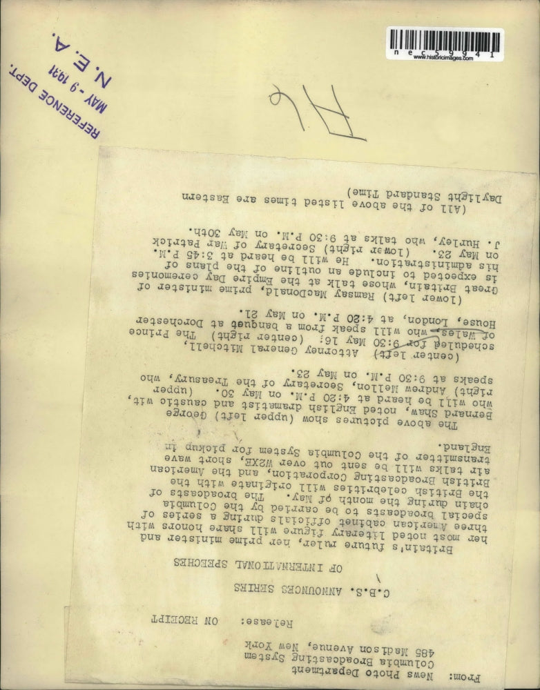 1931 Press Photo George Bernard Sahw, Atty Gen Mitchell,Ramsay MacDonald