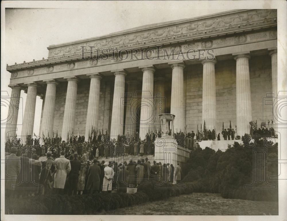 1932 Press Photo Lincoln Memorial Birthday Celebration Hiram Sinham Speaking