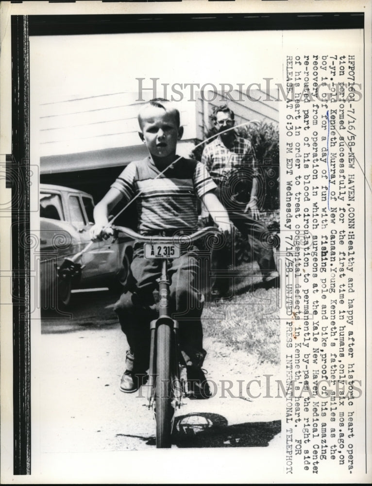 Load image into Gallery viewer, 1958 Press Photo Kenneth Murray after heart operation performed successfully
