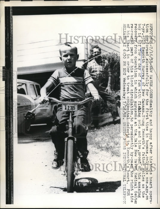 1958 Press Photo Kenneth Murray after heart operation performed successfully
