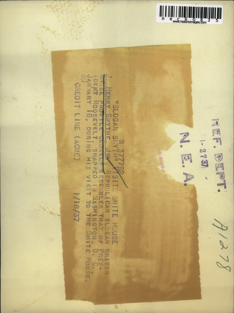 1937 Press Photo J. Henry Smythe Jr resembles President Roosevelt