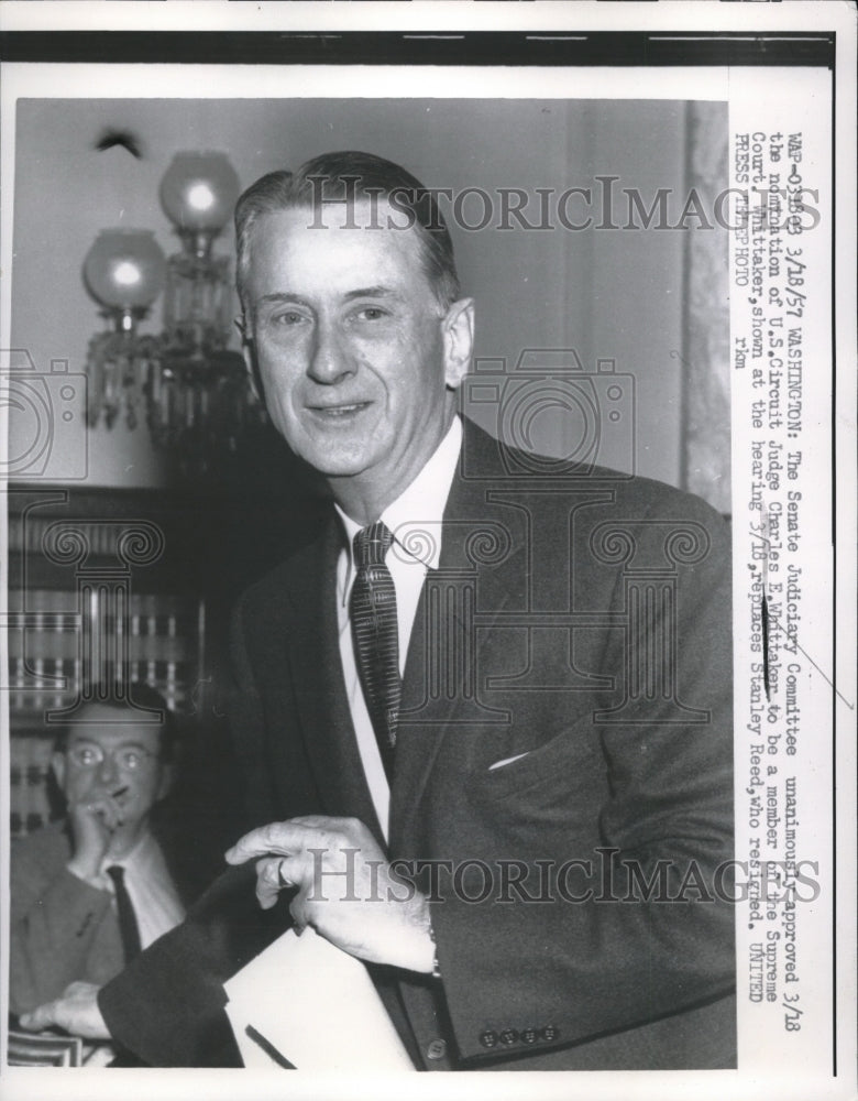 1957 Press Photo Circuit Judge Charles Whittaker nominated - Historic Images