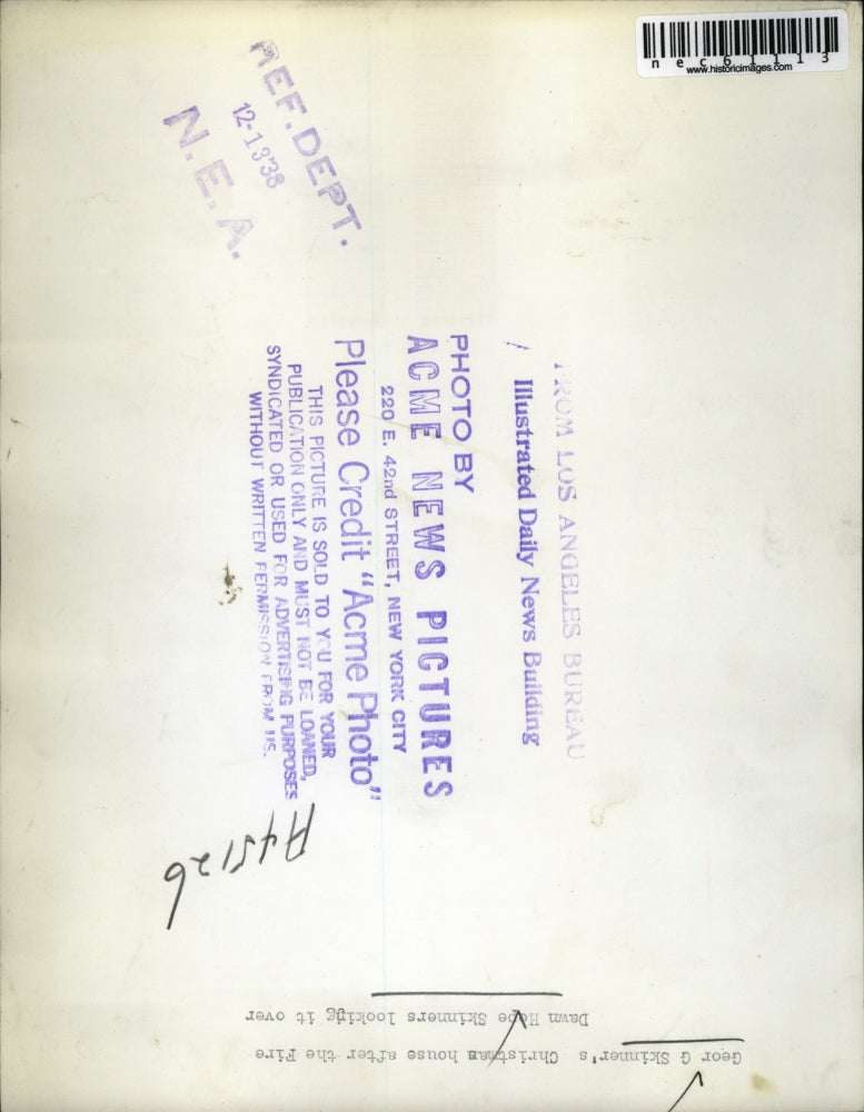 1933 Press Photo George Skinner's house after afire destroyed it