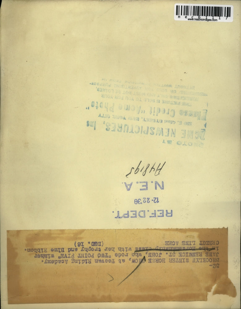 1939 Press Photo Jane Renwick St John Rode 2 Point 5 Won Blue RIbbon