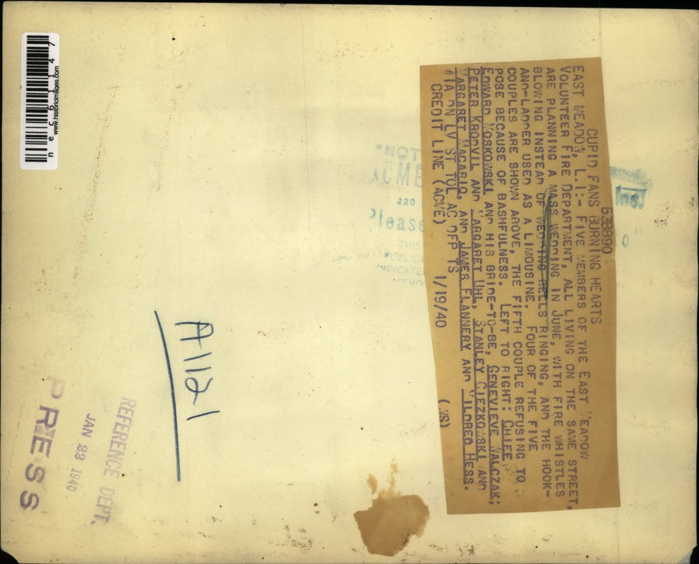 1940 Press Photo E Meadow, NY Mass wedding, E Moskowski,G Walczak,P Krodvil