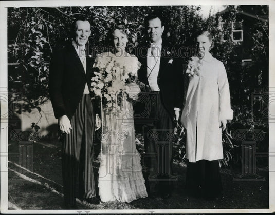 1935 Press Photo Sam Wren and Virginia Sale wedding in LA, Ca- Historic Images