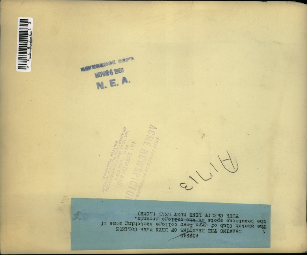 1926 Press Photo Sketch Club, Bryn Mawr College