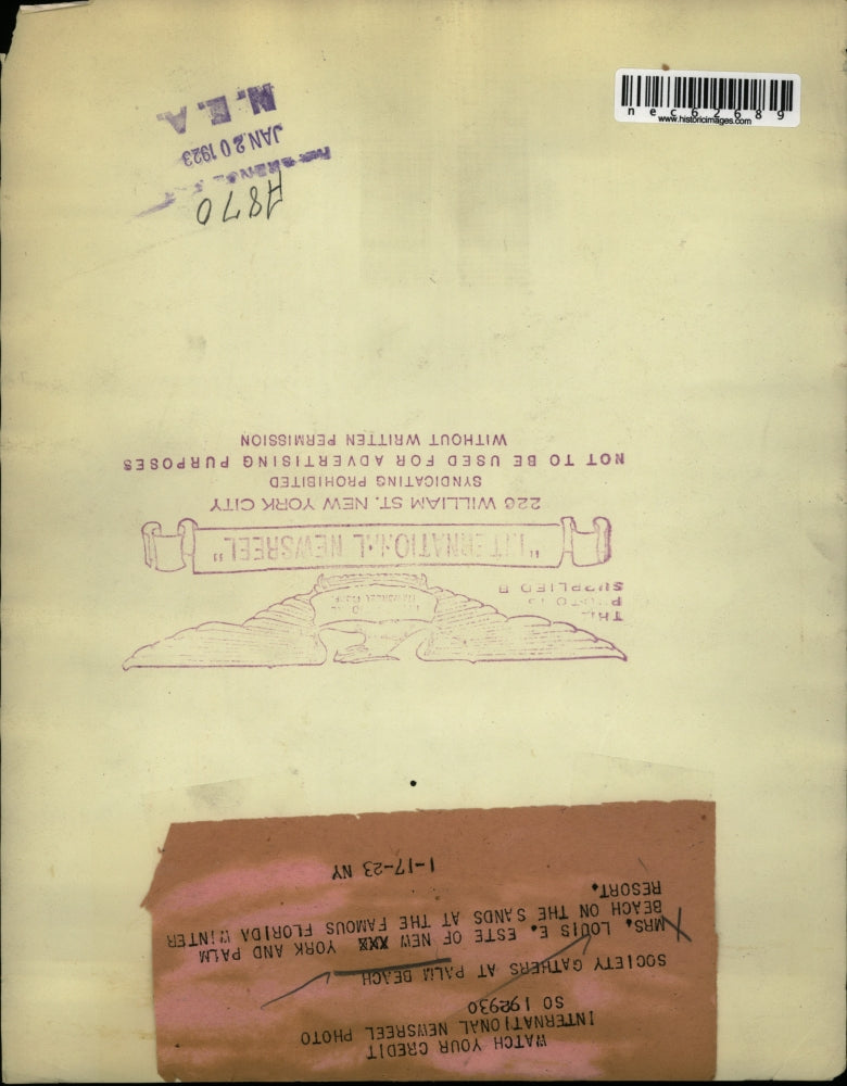 1923 Press Photo Mrs. Louis E. Este at Palm Beach resort