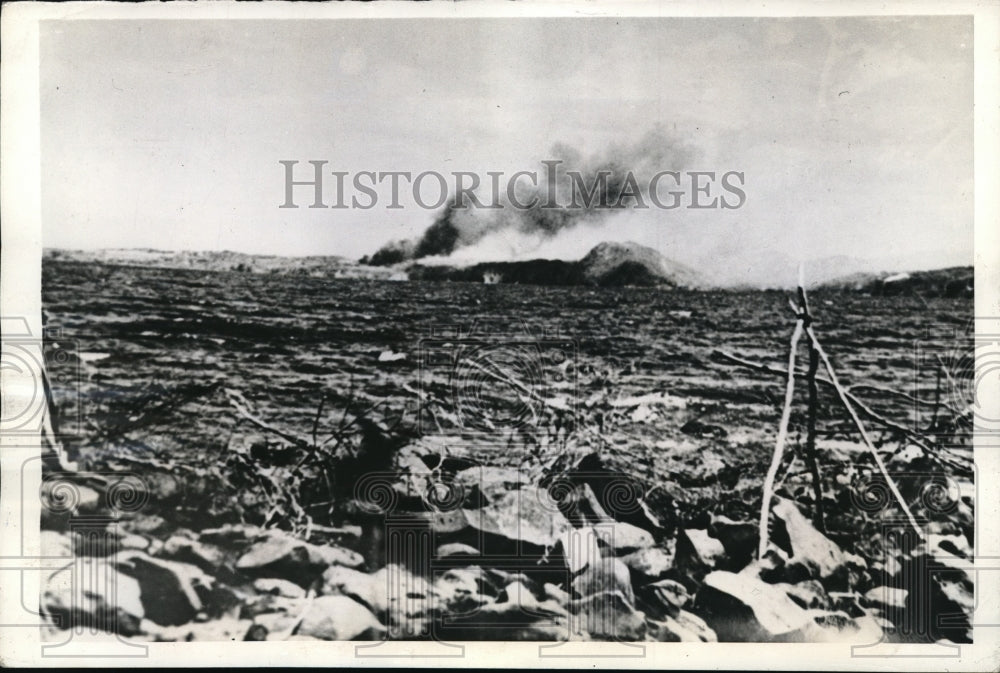 1942 Press Photo Fire on Corregidor Caused by Japanese Bombing- Historic Images