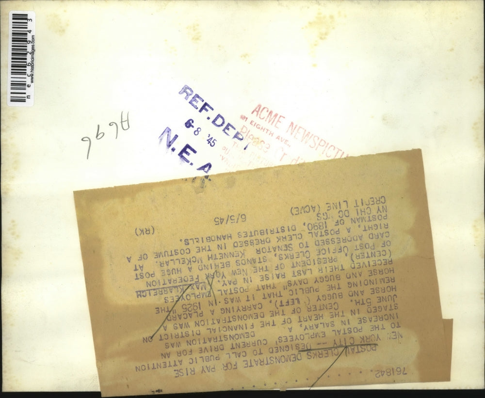 1945 Press Photo Max Klarreich, President, New York Federation P. O. Clerks