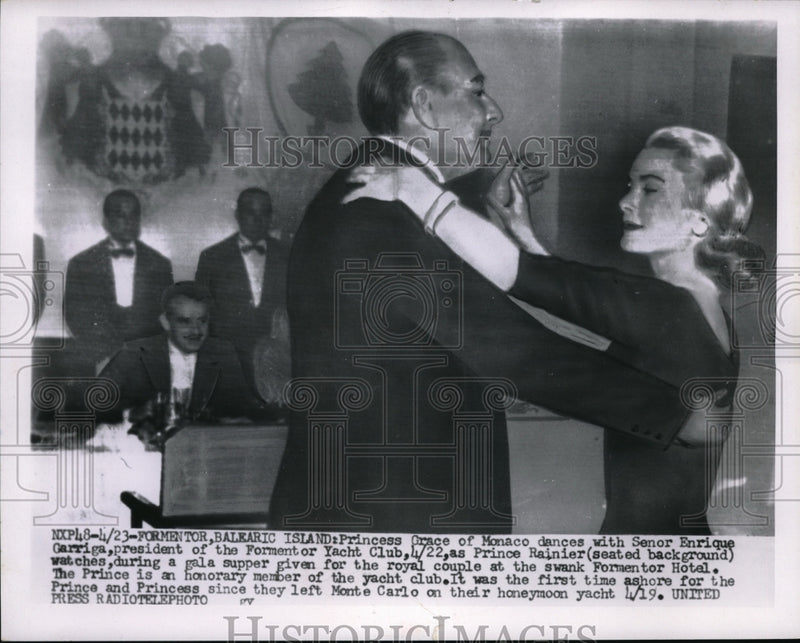 Load image into Gallery viewer, 1956 Press Photo Monaco Princess Grace dances with Senor Enrique Garriga
