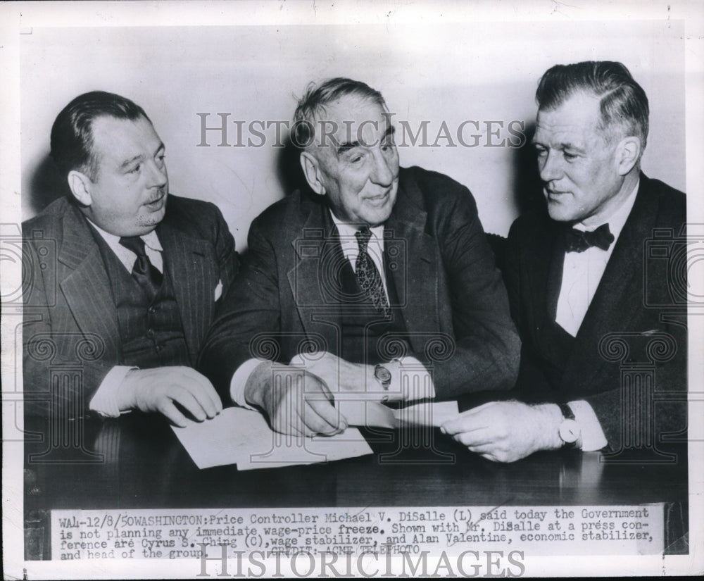 1950 Press Photo Price Controller M. DiSalle, Cyrus Ching, Alan Valentine