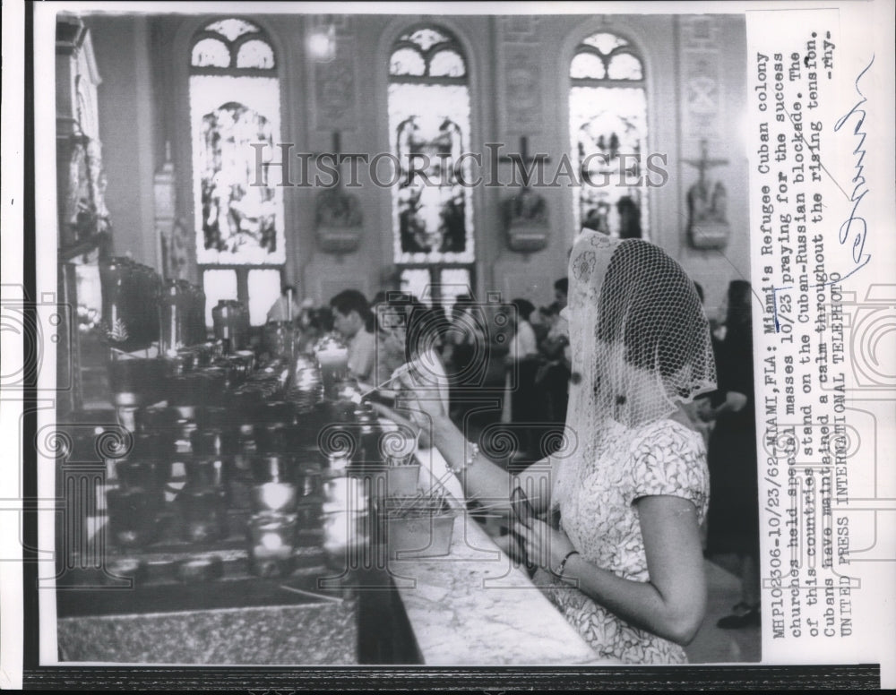 1962 Press Photo Miami's Refugee Cuban Colony Church Mass