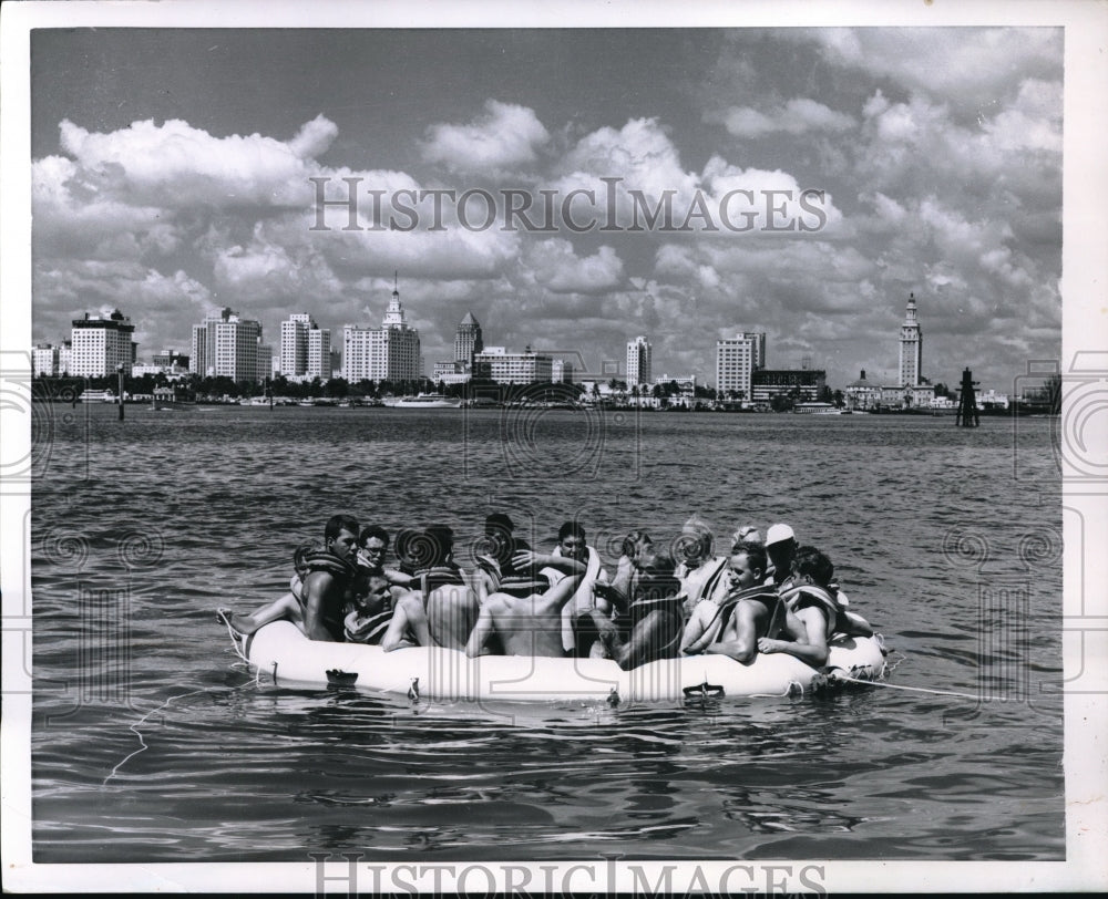 1955 Press Photo Miami Florida Inflatable Life Rafts- Historic Images