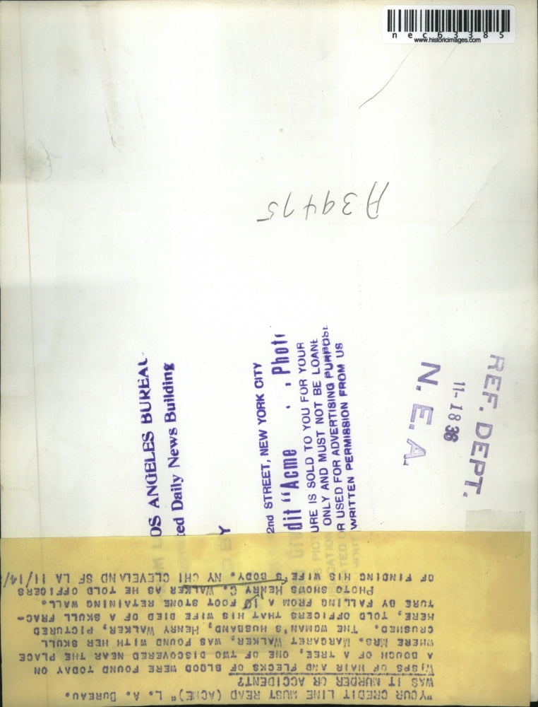 1936 Press Photo Husband Henry Walker at Margaret Walker's crime scene