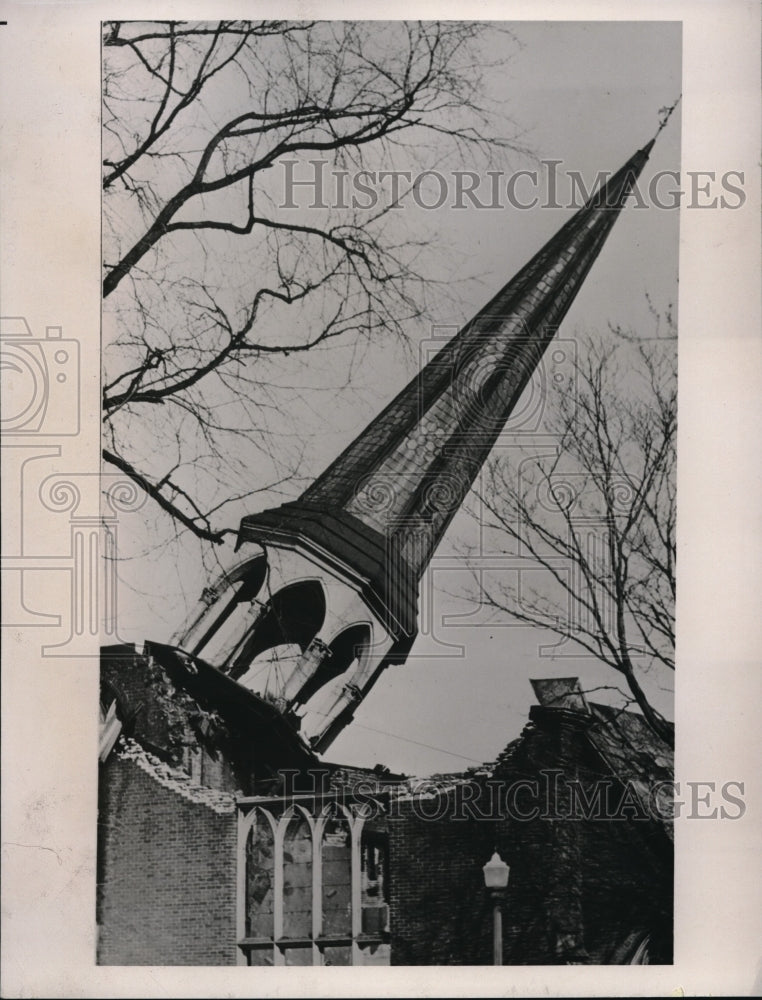 1937 Press Photo Church Steeples Wrecked Ypsilanti Declared Unsafe