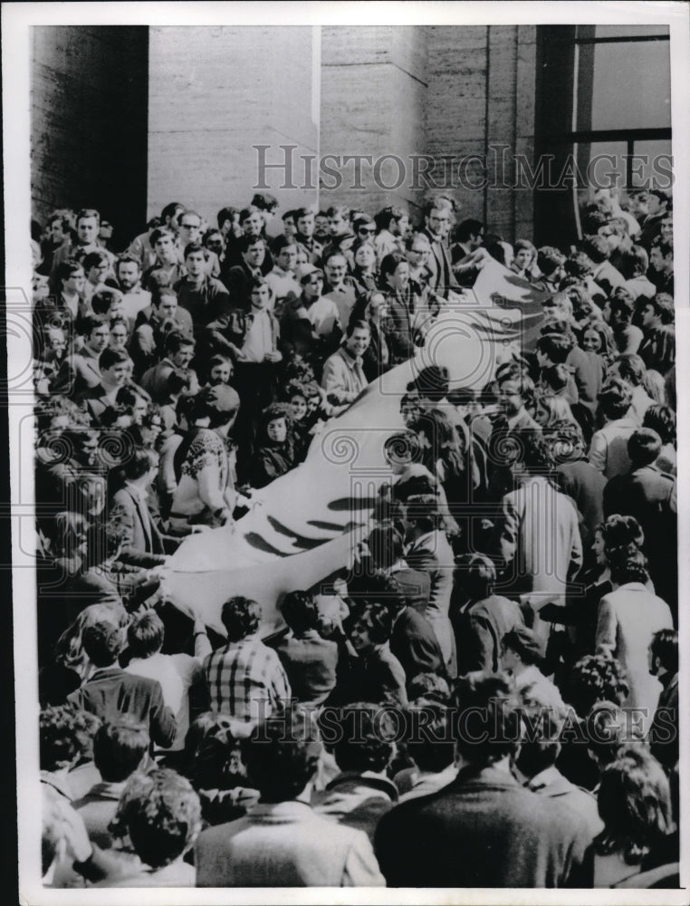 1968 Press Photo Rome, Italy student protestors at Rome Univ- Historic Images