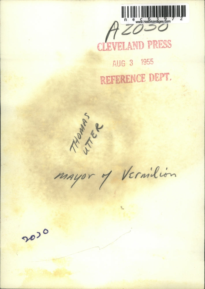 1955 Press Photo Thomas Utter Mayor of Vermilion - nec63972