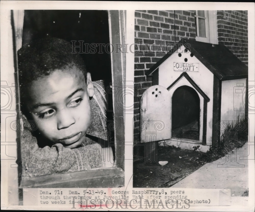 1949 Press Photo George Raspberry spent two weeks at a dog's House.