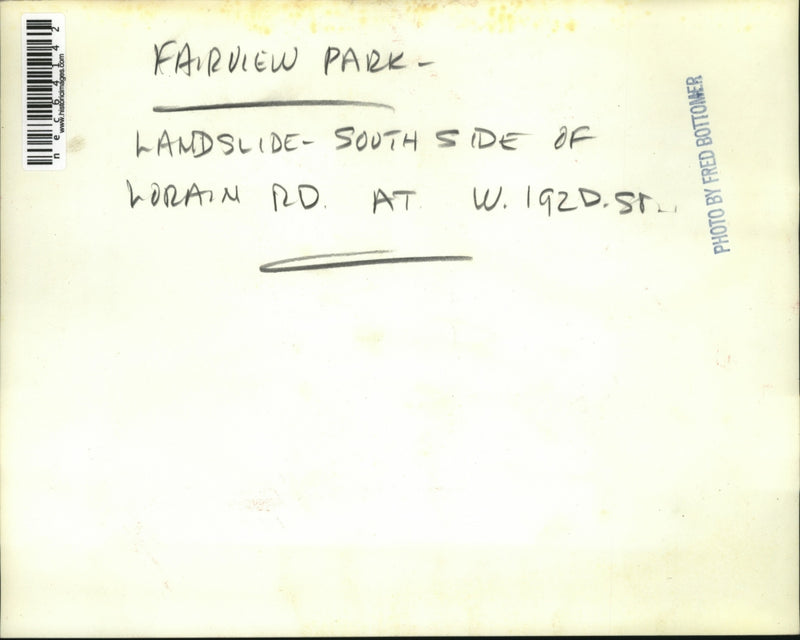 Load image into Gallery viewer, Press Photo Landslide south side of Lorain Rd. at W. 192 D. St. Fairview Park
