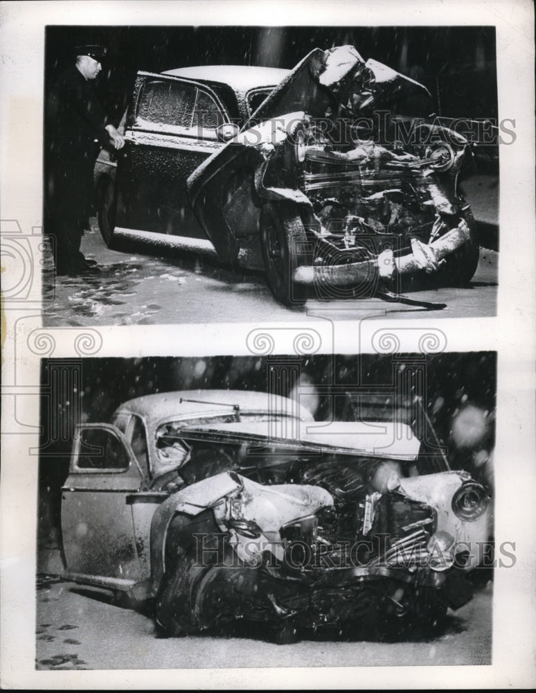 Load image into Gallery viewer, 1946 Press Photo Chicago, Ill Squad car damaged in a car collision
