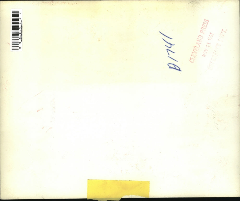 1961 Press Photo Man Mowing a Yard with Push Lawn Boy Mower