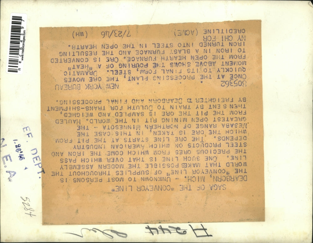 1946 Press Photo this is a conveyor belt in Mesaba Range Minnesota where iron