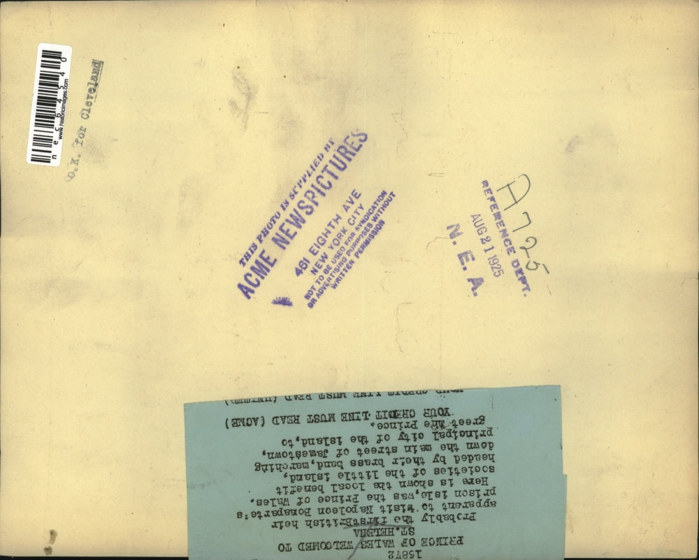 1925 Press Photo Prince Of Wales welcomed to St. Helena UK - nec64540