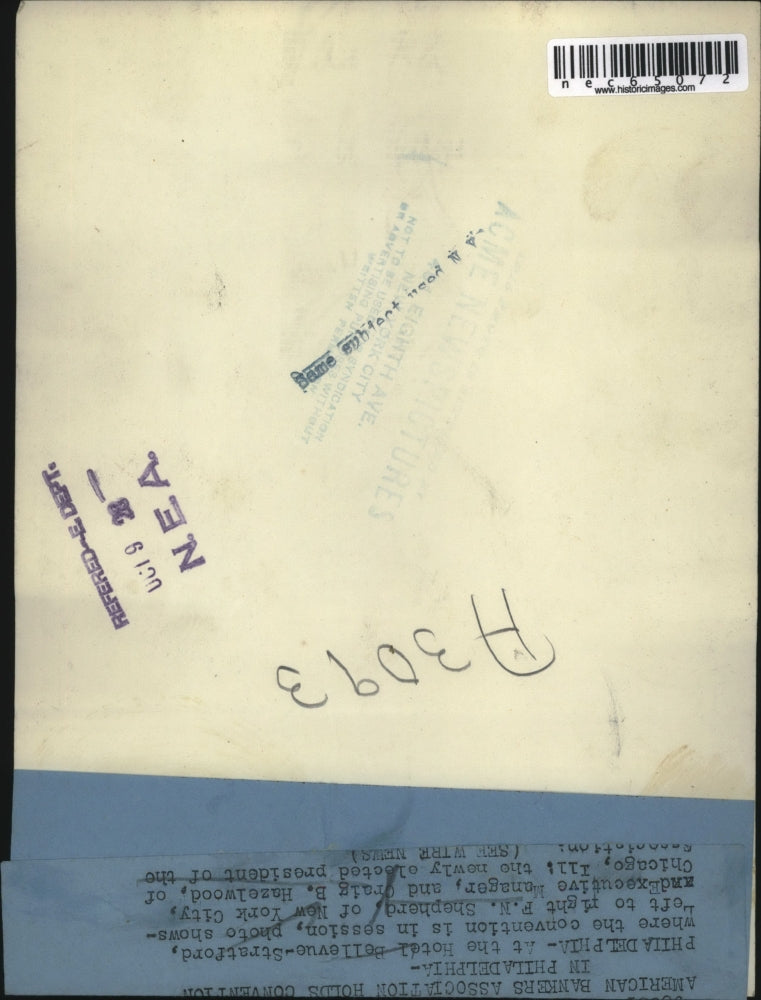 1926 Press Photo Philadelphia, Pa Hotel Bellevue FN Shepherd and CB Hazelwood