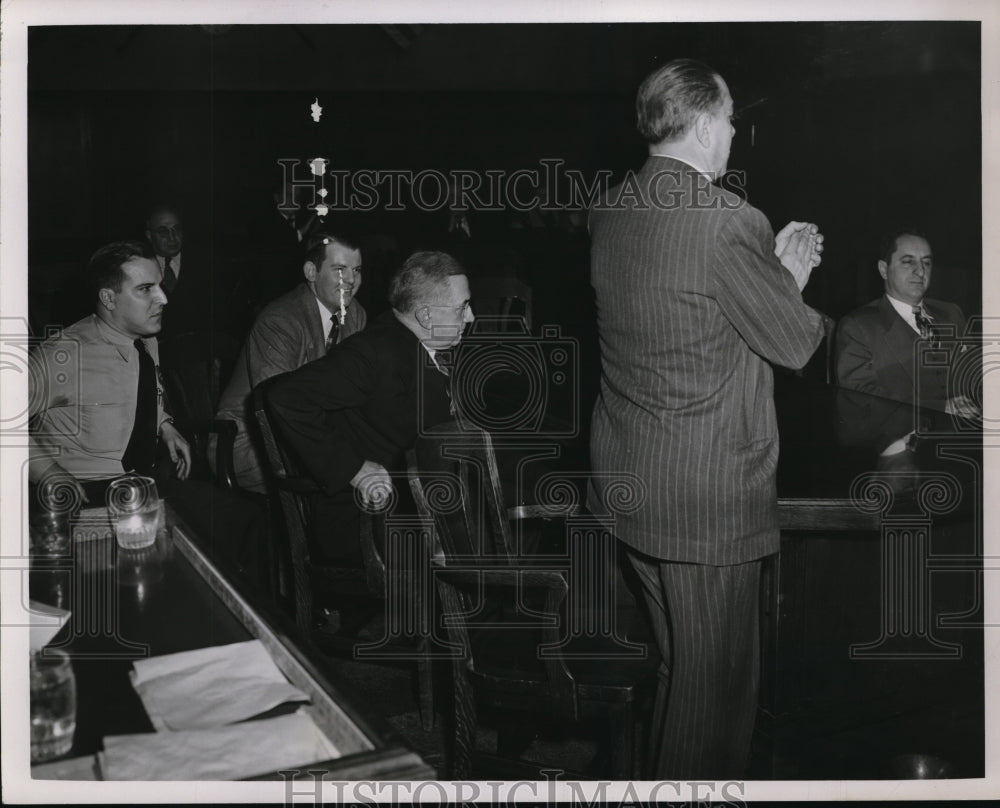 1951 Press Photo Cleveland, Ohio men listen to a speech