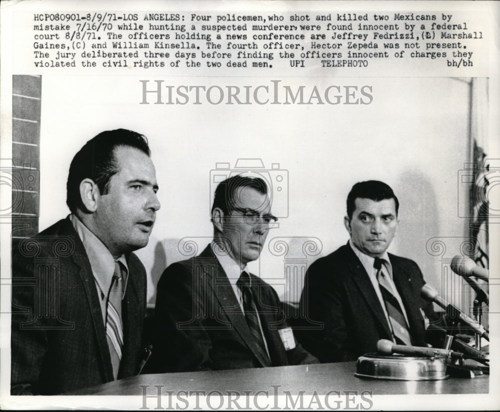 1971 Press Photo J Fedrizzi M Gaines W Kinsella Innocent of Murder Los Angeles
