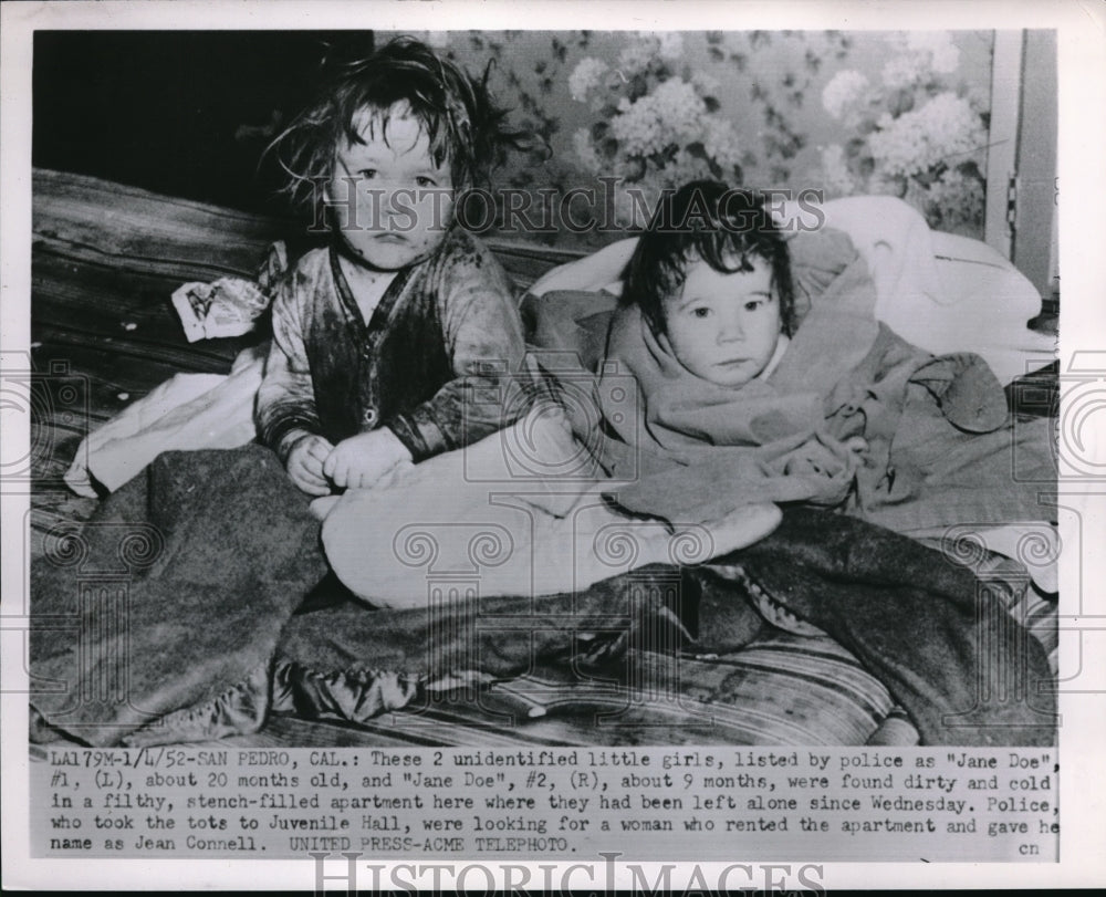 1952 Press Photo San Pedro, Calif. Jane Doe girls found by police - nec65220