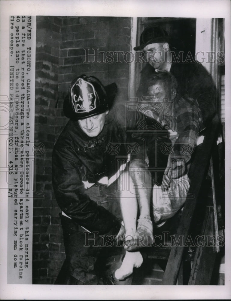 1956 Press Photo Two elderly protesters died after fire - nec65396