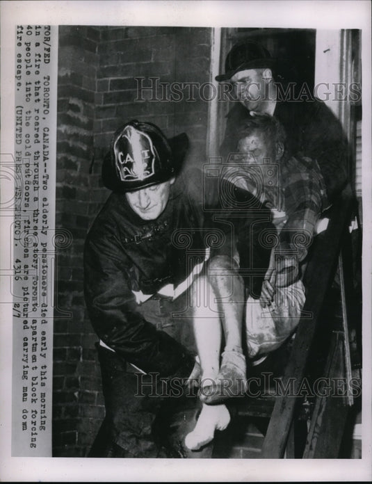 1956 Press Photo Two elderly protesters died after fire - nec65396