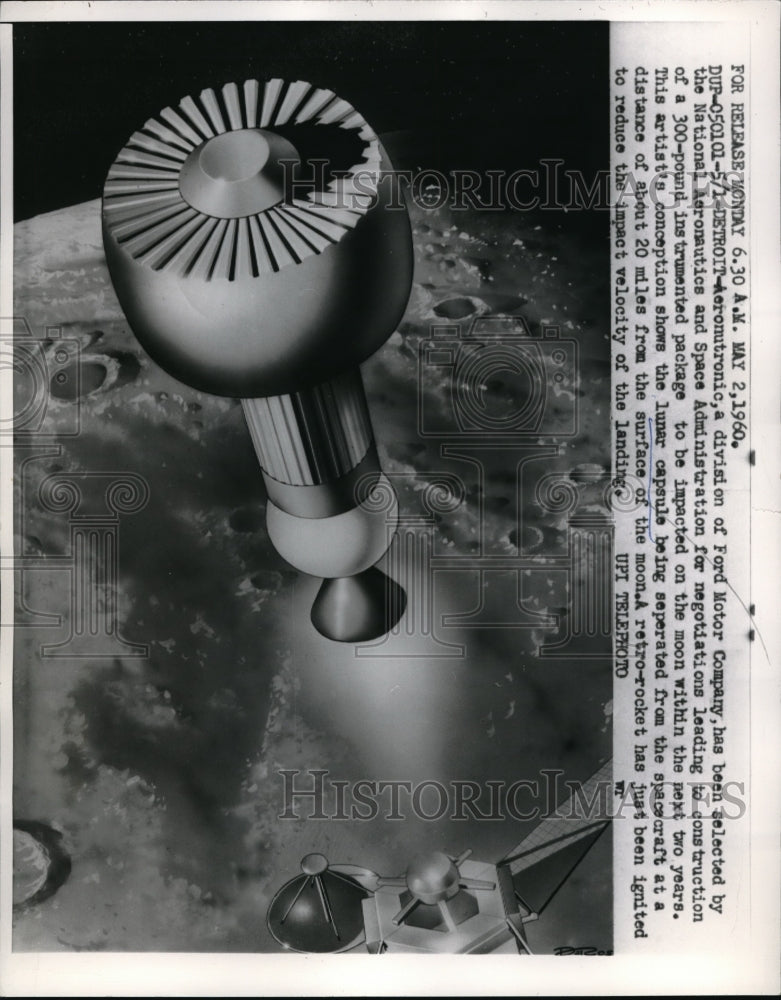 191960 Press Photo Lunar Capsule Separated from Spacecraft