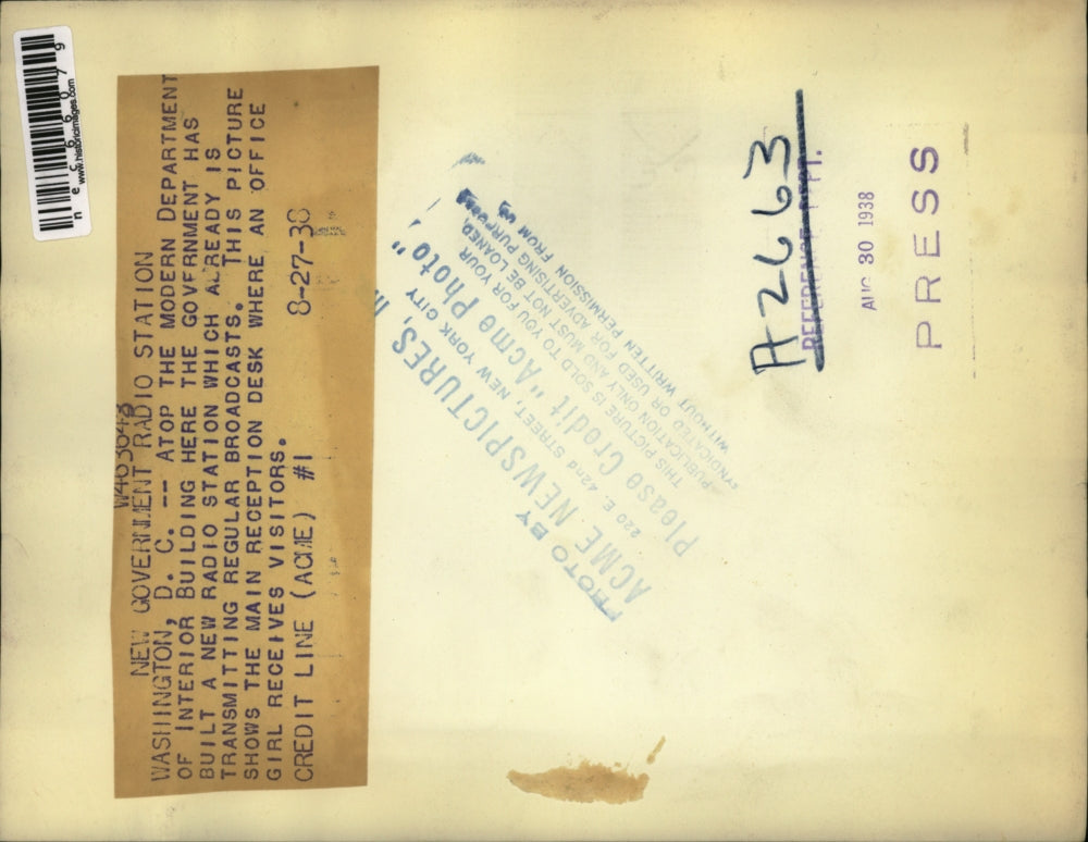 1938 Press Photo New Radio Station Transmitting Regular Broadcasts