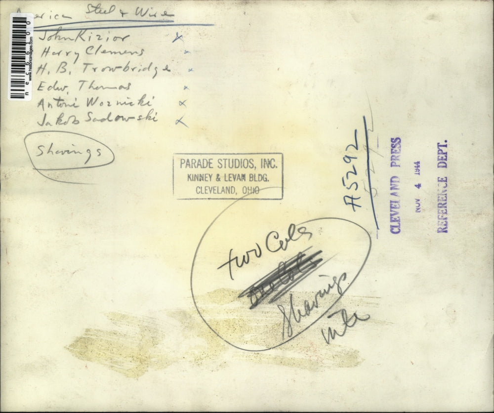 1944 Press Photo Steel & Wire, John Kizor, Harry Clemons, H.B. Trowbridge,