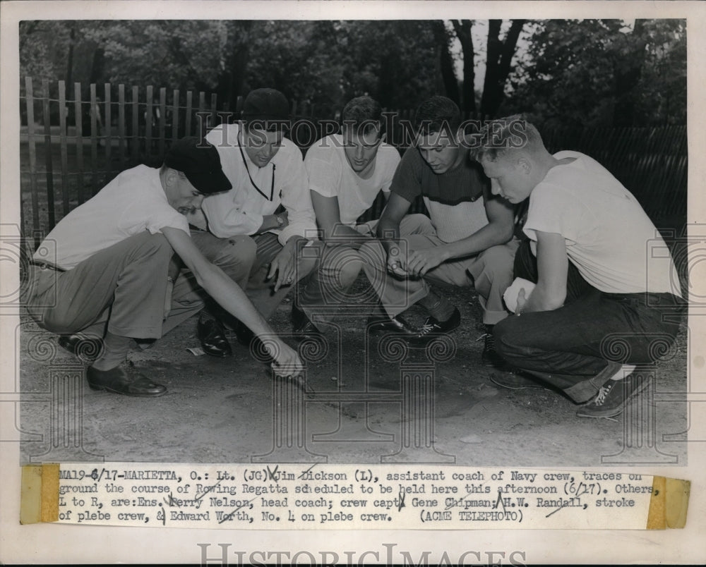 1950 Press Photo Assistant Coach of Navy Crew Lt. Jim Dickson Rowing Regatta