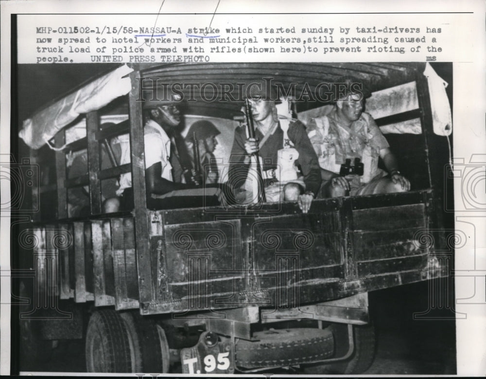 1958 Press PhotoPolice In Nassau Bahamas Hope To Prevent Violence - nec66285- Historic Images