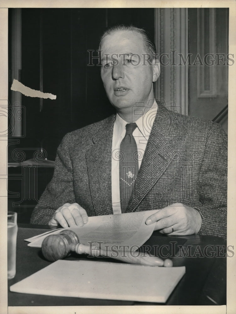1955 Press Photo Ex-army Intelligence Cheif in Berlin Col. William Heinlich at Internal Security Sub- Historic Images