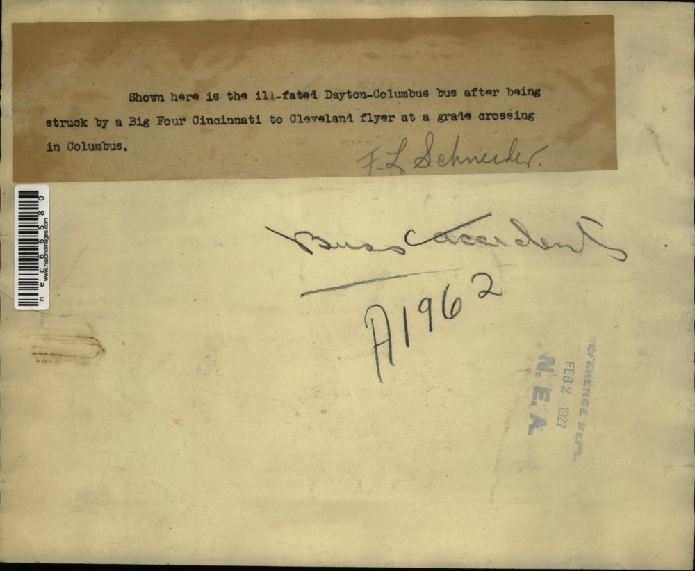 1927 Press Photo Dayton Columbus Bus Accident - nec66580