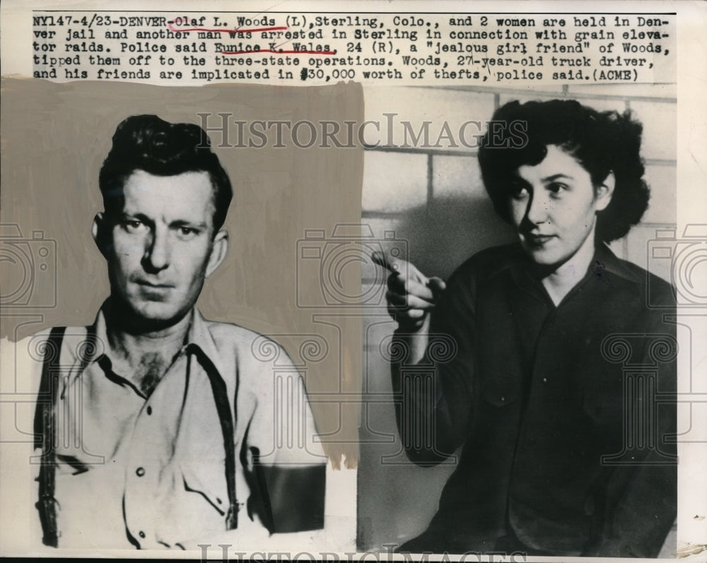 1948 Press PhotoDenver, Colo. Olaf Woods & Eunice Wales jailed for theft