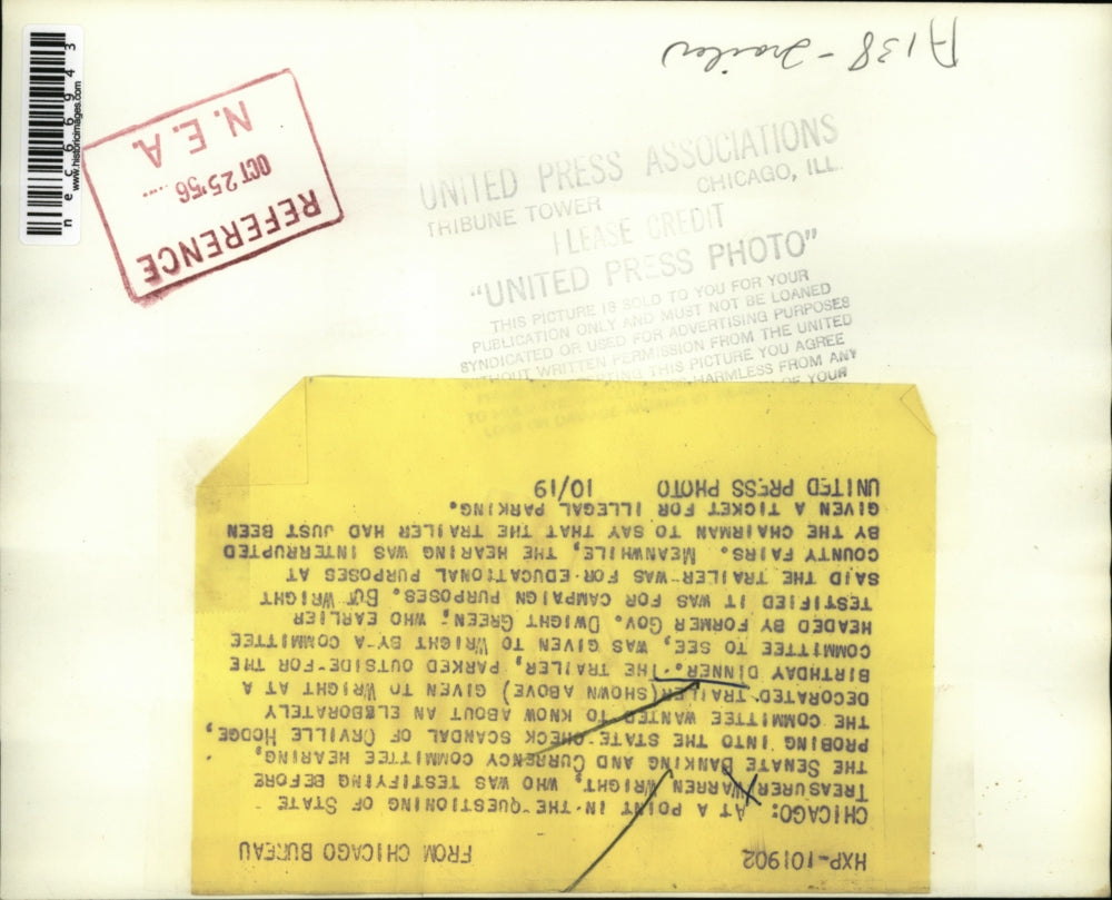 1956 Press Photo Senate Banking & Currency Committee Investigates Trailer