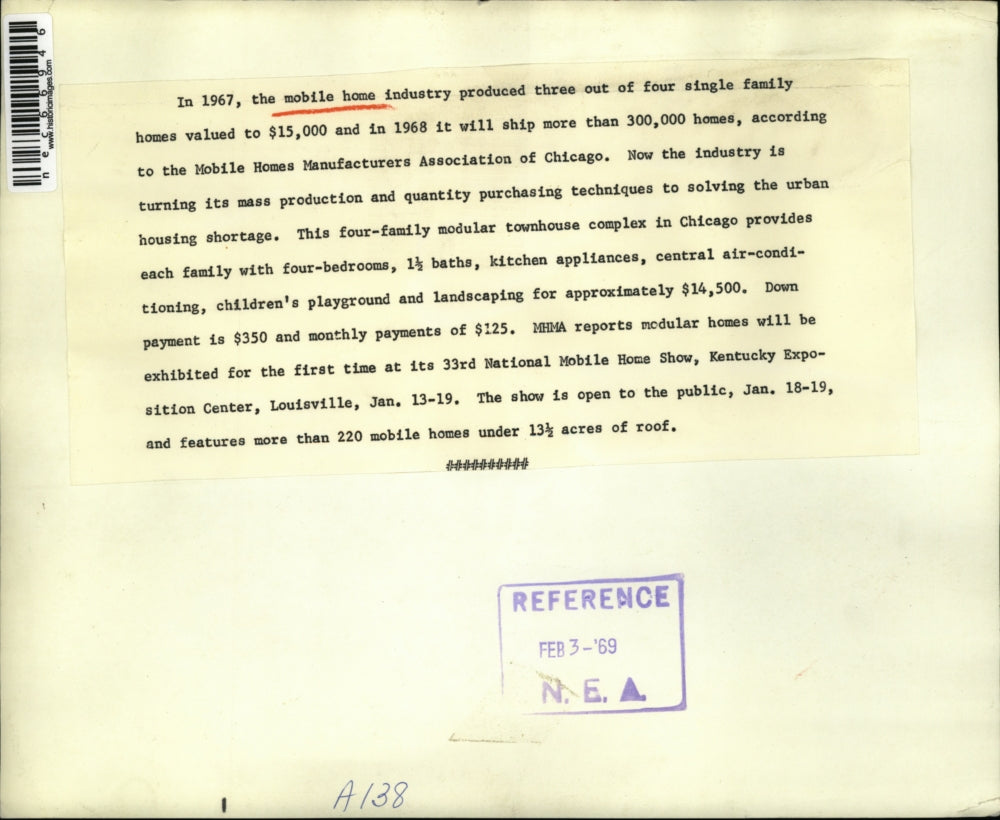 1969 Press Photo Single Family Apartments Address Housing Shortages - nec66946