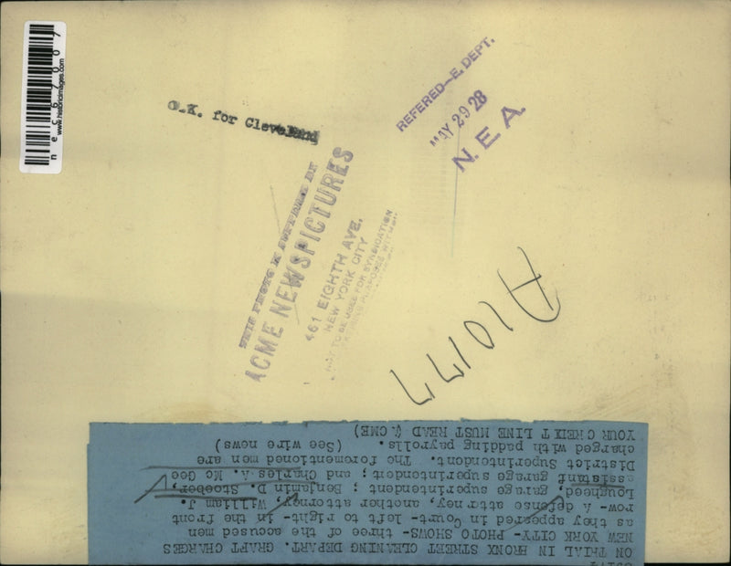 Load image into Gallery viewer, 1928 Press Photo On trial in Bronx St. Cleaning Depart. Graft charges
